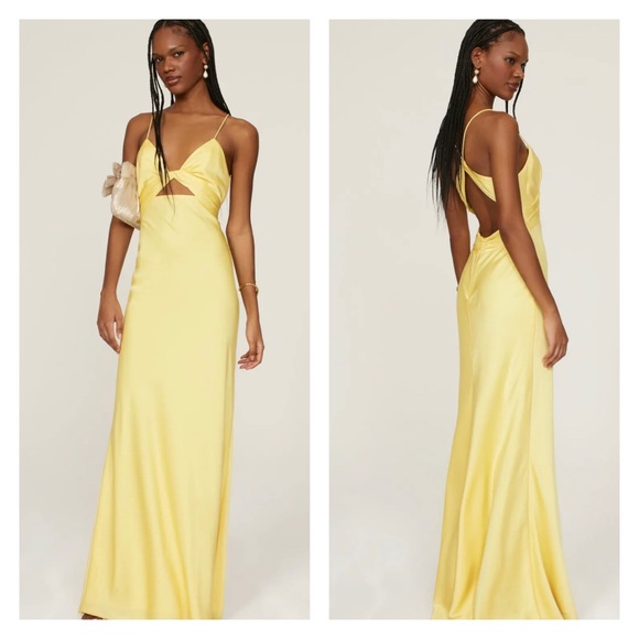 Mac Duggal Dresses & Skirts - IEENA FOR MAC DUGGAL yellow twist front gown maxi dress bridesmaid formal 6 EUC